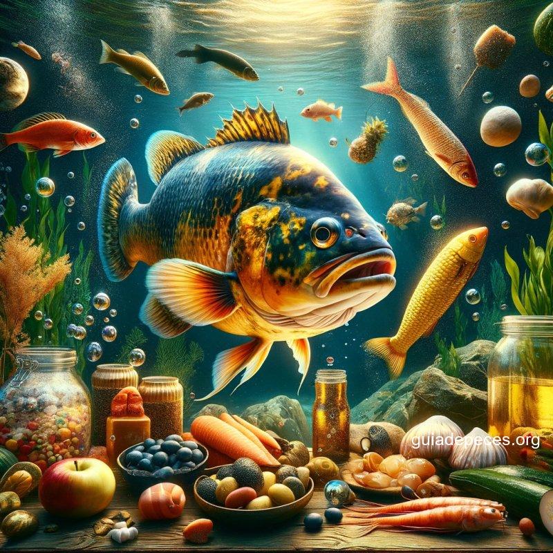 crea una imagen realista y llamativa en estilo clickbait para ilustrar el concepto de qu comen los peces dorados la imagen debe incluir un pez dor