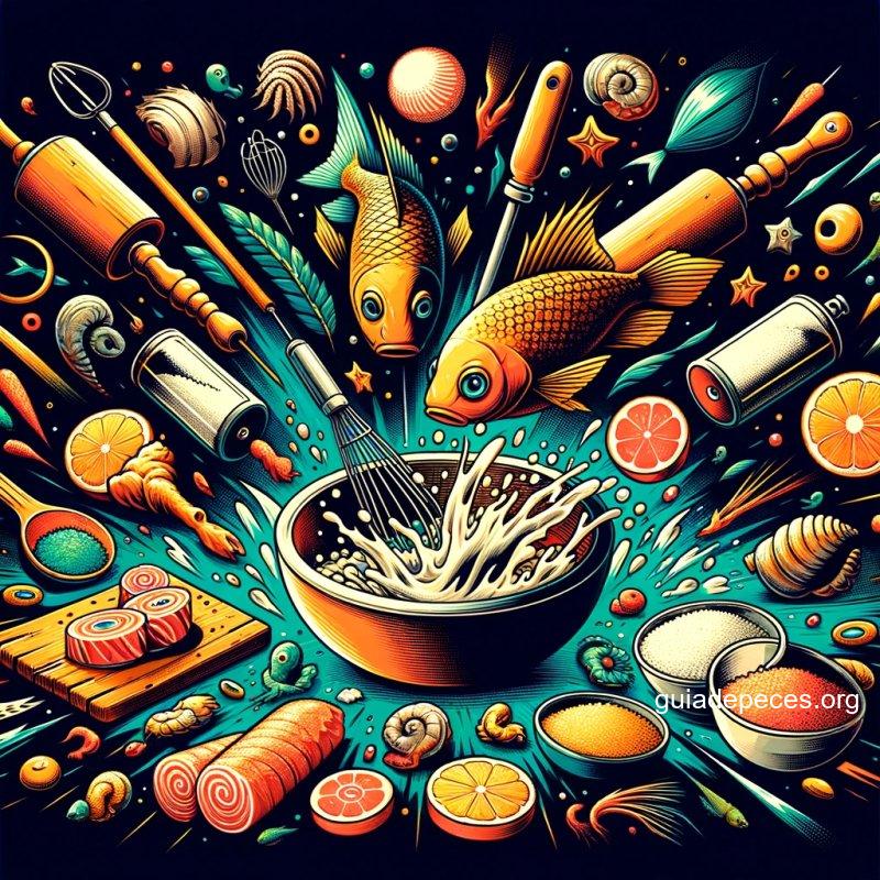 imagen estilo clickbait para ilustrar cmo hacer comida para peces tropicales utiliza colores vivos y contrastes fuertes para resaltar la energa y