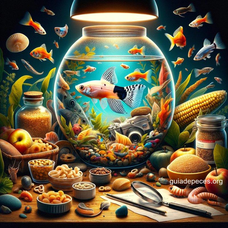 imagen estilo clickbait para ilustrar qu comen los peces guppy una gua completa la imagen debe ser realista y llamativa utilizando colores vivo