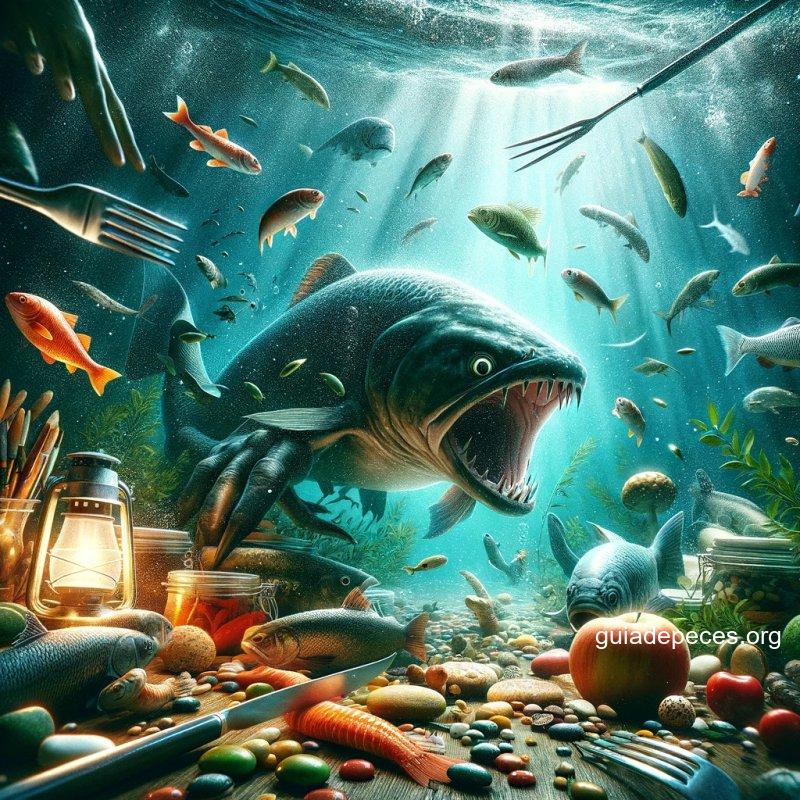 imagen realista y llamativa en estilo clickbait para ilustrar el concepto de el secreto subacutico descubriendo qu comen los peces de ro la ima