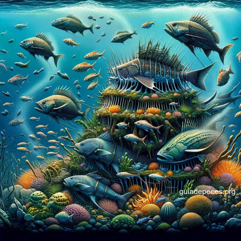 una imagen fascinante y educativa que ilustra cmo se protegen los peces la imagen debe mostrar peces exhibiendo diferentes mecanismos de defensa e